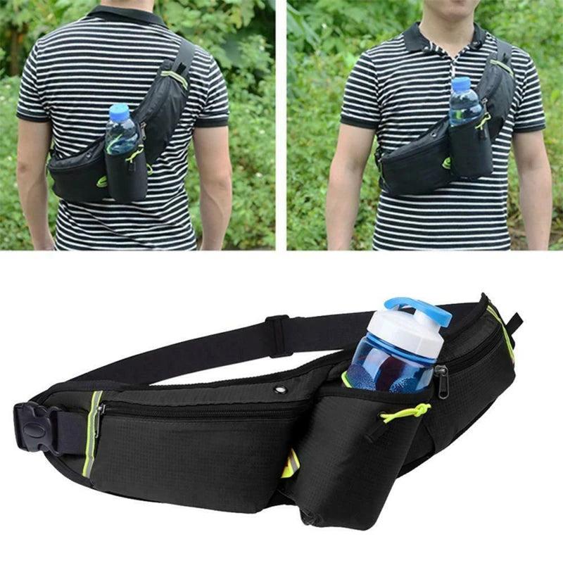 Cinta Pochete desportiva unissexo para hidratação, bolsa de cintura impermeável para corrida, escalada, dinheiro, bolsa para celular, motocicleta, garrafa d'água.