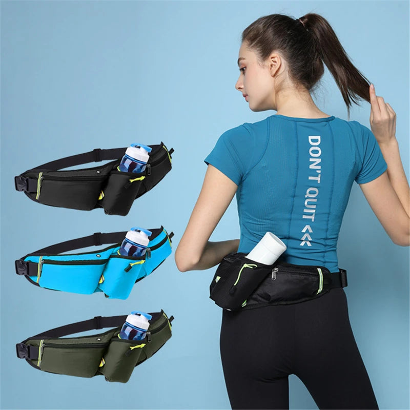 Cinta Pochete desportiva unissexo para hidratação, bolsa de cintura impermeável para corrida, escalada, dinheiro, bolsa para celular, motocicleta, garrafa d'água.