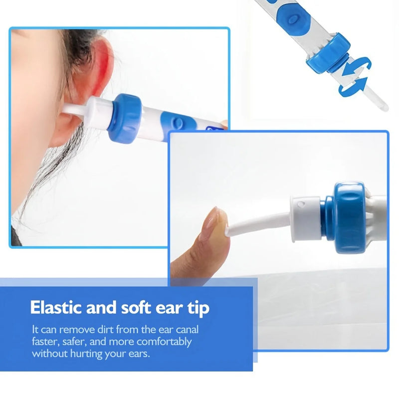 C-ear Limpa ouvidos elétrico sem fio, vibração segura e indolor, conjunto sugador de limpeza de ouvidos de silicone, remoção de cera para crianças e adultos