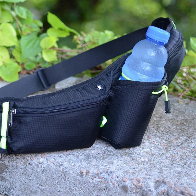 Cinta Pochete desportiva unissexo para hidratação, bolsa de cintura impermeável para corrida, escalada, dinheiro, bolsa para celular, motocicleta, garrafa d'água.