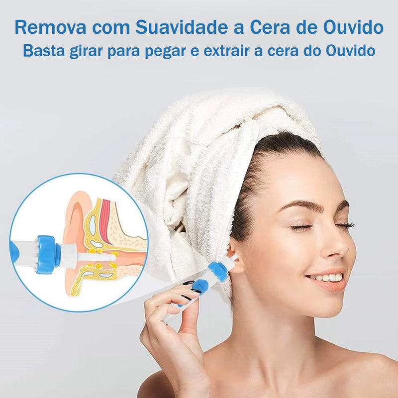 C-ear Limpa ouvidos elétrico sem fio, vibração segura e indolor, conjunto sugador de limpeza de ouvidos de silicone, remoção de cera para crianças e adultos