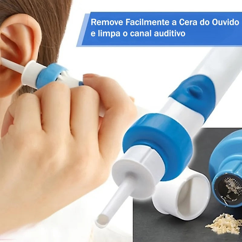 C-ear Limpa ouvidos elétrico sem fio, vibração segura e indolor, conjunto sugador de limpeza de ouvidos de silicone, remoção de cera para crianças e adultos